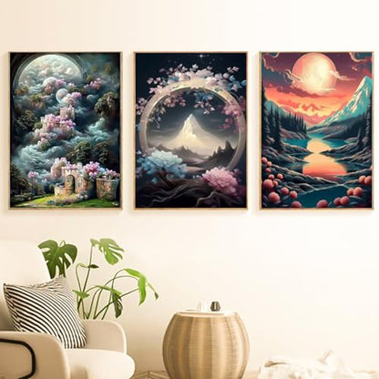 Ellunyo 12 Pack Diamond Painting Kits for Adults,Landscape Diamond Painting Kits, 5D Diamond Painting Kits for Adults, Full Drill Craft Kits 12x16 inch,Cute Painting