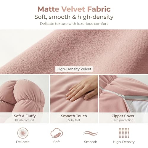 Pat. Pend. Full Body Pillow for Adults, 59 Inch, Soft Pastel Pink - color: Soft Pastel Pink, size: 59" x 7.87"