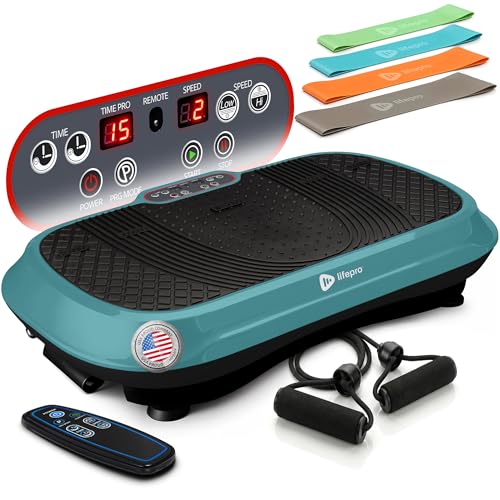 Lifepro Waver Vibration Plate Exercise Machine with 99 Speeds & 10 Presets | Resistance Bands, Non-Slip Surface, 330 lbs Capacity — Vibration Plate for Lymphatic Drainage, Body Toning, Full-Body Workout - color: Teal