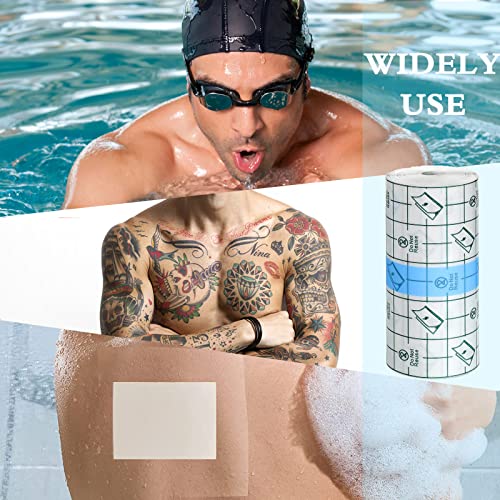 Waterproof Bandages Transparent Film Dressing, Second Skin Healing Protective, Clear Adhesive Bandages Shower Shield Dressing Tape for Tattoos Aftercare Swimming(6 Inch x 2 Yard) - size: 6 Inch x 2 Yard