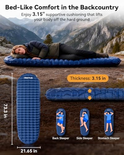 Hikenture R4 Backpacking Sleeping Pad, Ultralight Camping Mattress - color: Blue