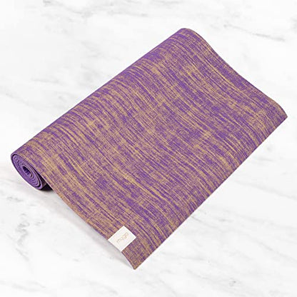 Myga Jute Yoga Mat, High Performance Vegan Floor Exercise Mat, Eco Friendly Biodegradable Yoga Mat with PVC Backing,72" x 24", 0.2" Thickness - color: Purple