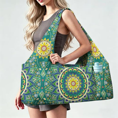 Yoga Mat Bag Large Yoga Bag and Carrier with Strap Zipper and Pockets Fits All Your Stuff Yoga Tote Pilates Bags for Women Fit Most Size Mats - color: Green