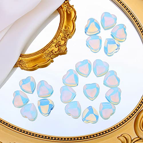 QINJIEJIE Opalite Heart Crystals Moonstone Healing Gemstone Worry Stone Set - color: White Opalite, size: 10 PCS
