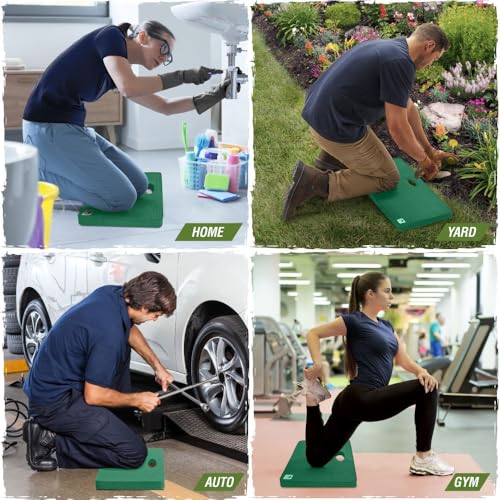 RUGGED RHINO Extra Thick Foam Kneeling Pad for Gardening 2 Pack, Pine Green | Thick Knee Pads, Holds 300 lbs, Protect Knees from Hard Concrete Surfaces for Gardening, Yard, Gym, Mechanic - color: Pine Green