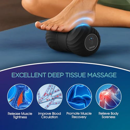 VOYOR-HEALTH 진동 땅콩 마사지 볼, 전기 딥 티슈 롤러 - color: 블랙.