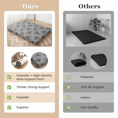 Japanese Floor Mattress,3.5" Thicken Futon Mattress Tatami Mat Twin | with Non-Slip Bottom,Removable Washable Cover,Foldable Mattress Tatami Mat Sleeping Pad,Grey Geometric,(80‘’x36‘’) - color: Ma1-grey Geometric, size: Twin (80" X 36")