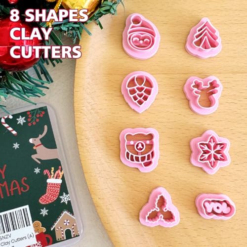 Keoker Christmas Clay Cutters - 8 Shapes Polymer Clay Cutters With Snowflake Design - color: WhitecolorA