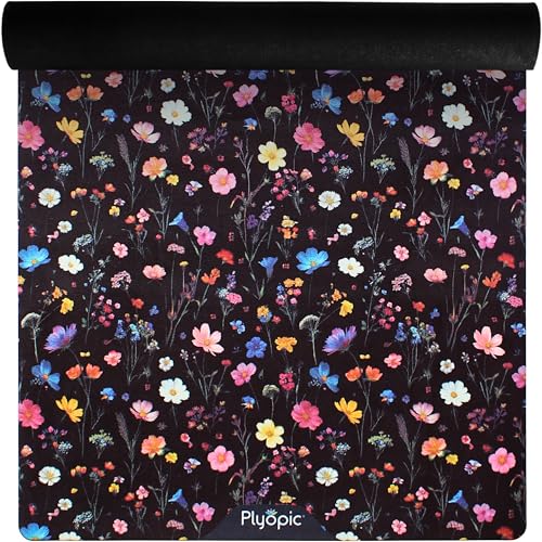 Plyopic All In One Yoga Mat | Luxury Sweat-Grip Mat/Towel Combo | Ideal for Yoga, Hot Yoga, Bikram, Pilates, Workout & Exercise | Eco-Friendly Natural Rubber - color: Floral Burst