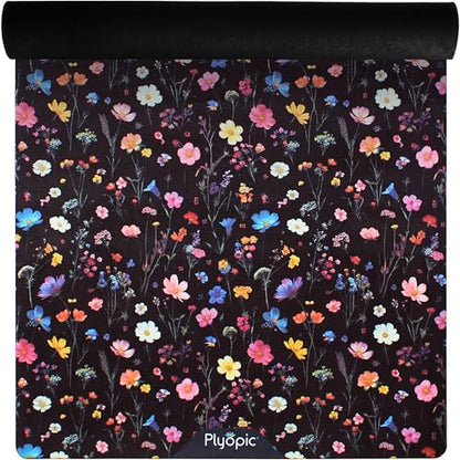 Plyopic All In One Yoga Mat | Luxury Sweat-Grip Mat/Towel Combo | Ideal for Yoga, Hot Yoga, Bikram, Pilates, Workout & Exercise | Eco-Friendly Natural Rubber - color: Floral Burst