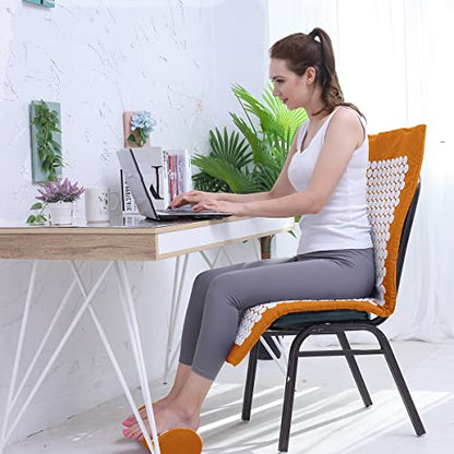 XiaoMaGe 47" Acupressure Mat and Pillow Set with Carry Bag (Orange) - color: Orange-large