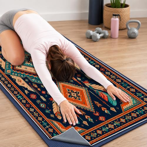 Hot Yoga Towel Non Slip, Ultra-Absorbent Yoga Mat Towel, Soft with Printed Design, Machine Washable, Yoga Pilates Towel Suitable for Exercise, Pilates, Yoga, 72x27in.Three Diamonds - color: Three Diamonds
