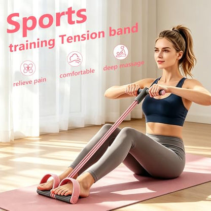 Pedal Resistance Band with Handle,4/6/8 Resistance Levels Elastic Pull Rope, Portable Fitness Bands for Leg Butt Training, Home Gym, Yoga, Pilates - size: 4 Levels（Pink ）