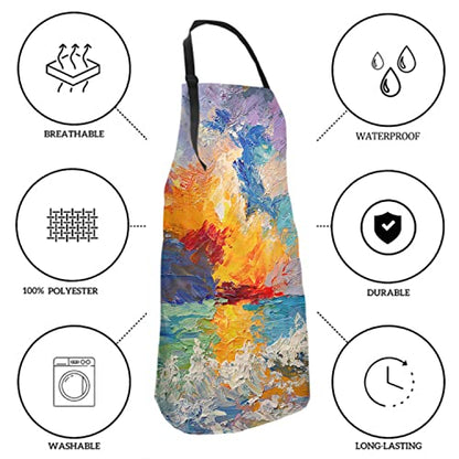 Giwawa Unisex Adult Apron Waterproof Stain Resistant Kitchen Cooking Apron with 2 Pockets for BBQ Grill Painting - color: Oil