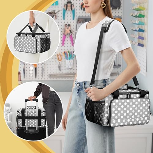 LUXJA Craft Carrying Case Compatible with Cricut Joy Xtra, Polka Dots | Multi Compartment Storage Bag Holds 8.5 x 12 Inch Cutting Mat & Craft Accessories - color: Polka Dots