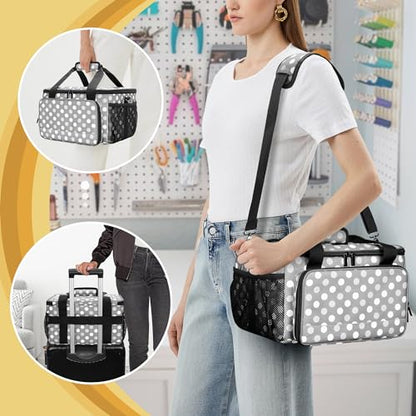 LUXJA Craft Carrying Case Compatible with Cricut Joy Xtra, Polka Dots | Multi Compartment Storage Bag Holds 8.5 x 12 Inch Cutting Mat & Craft Accessories - color: Polka Dots