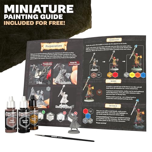 The Army Painter, GameMaster Adventure Starter Set, 15 x 18 ml | 15 x 18ml Warpaints Fanatic Acrylic paints, incl. a Brush-On Primer, 5 FREE Miniatures & 1 Brush - For Warhammer & Dnd - color: Adventure Starter Paint Set