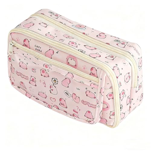 JUTOROSY Large Capacity Anime Pencil Case, 9-Compartment Pen Organizer | Wide Opening Pencil Pouch With 9 Compartments for Organized Storage of Pens, Markers, Erasers & Other School Supplies - color: Pink
