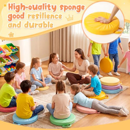 Gerrii 12Pcs Floor Cushions for Classroom,15 in Extra Thick Flexible,Pastel - color: Pastel