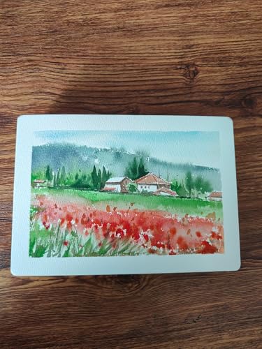 FLUNBRATO Watercolor Paper Pad, 60 Sheets, 8.3 x 5.8 in, Cold Press 100% Cotton, 140LB/300GSM Acid-Free Square Art Pad, Two-Edge Glued, for Gouache, Ink and Mixed Media - size: A5 (8.3 x 5.8 in)
