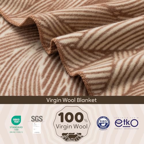 Molithe 100% Wool Blanket, 62" x 86", Warm, Thick, Military, Camping Gear - color: Beige, size: Large