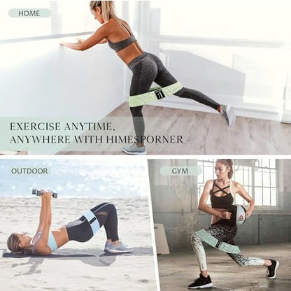 HIMESPORNER Wide Fabric Resistance Bands for Working Out 3 Level - color: Blue and Green