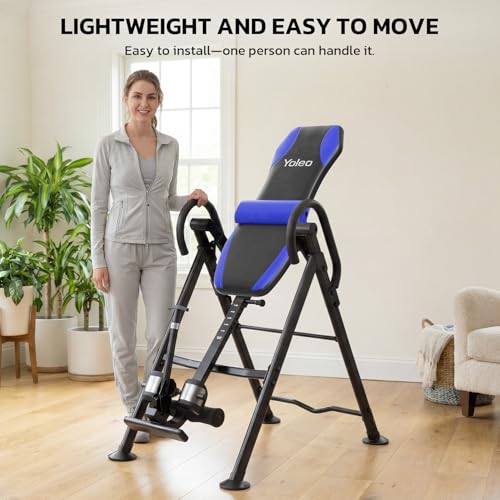 YOLEO Gravity Inversion Table for Back Pain Relief 2026 New Inversion Table | w/Lumbar Support, Easy to Assemble, Back Stretcher Machine 300 lbs - color: Grayish Blue