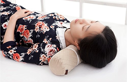 ALIBO Gray Bolster Neck Round Roll Support Bed Pillow 18.9" x3.9" with Washable Pillowcase Pain Relief Cervical Pillow,Back Sleeping Head Rest. - color: Gray