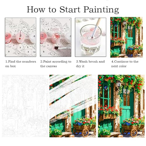 Landscape Paint by Numbers Kit for Adults Beginner,Flowers House,16x20" | Full set with wooden brushes,rolled canvas,rich paints.Calming activity.Beginner friendly.Just open and paint. - color: 16"X20"Rolled Canvas(Frameless)-Landscape 11