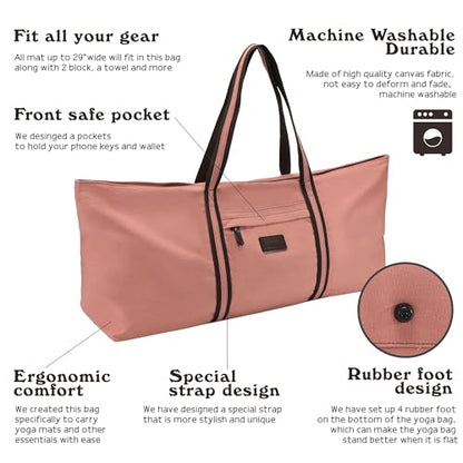 Large Yoga Mat Tote Sports Gym Pilates Carrier Shoe Bag for Women - color: Pink