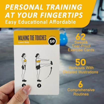 Bodyweight Exercises Cards, 62 Workout Cards Deck Large Size 5" x 3.5" Fitness Cards for Women & Men, Beginner Fitness Guide to Training Exercises at Home or Gym - style: Bodyweight Vol1