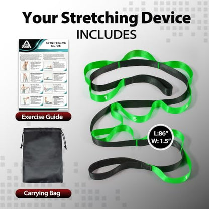 Acozycoo Stretching Strap with Loops for Physical Therapy,Knee,Calf,Back - color: Green, size: Length: 86 Inch, Width: 1.5 Inch