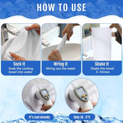 Hosuly 15 Pcs Cooling Towels 40" x 12", Colorful - color: Black, White, Light Gray, Dark Blue, Bright Green
