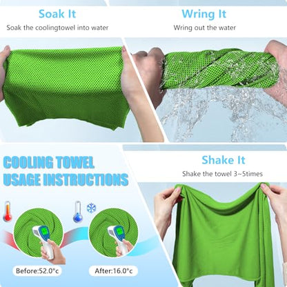 4 Pack Cooling Towels, Soft Breathable Cooling Towels for Neck and Face | Microfiber, Gym, Men, Women, Waterproof Bag, Carabiner, Yoga, Golf, Hiking, Running, athletes, gift, Royal Blue, Green - color: Royal Blue/Green/Pink/Black