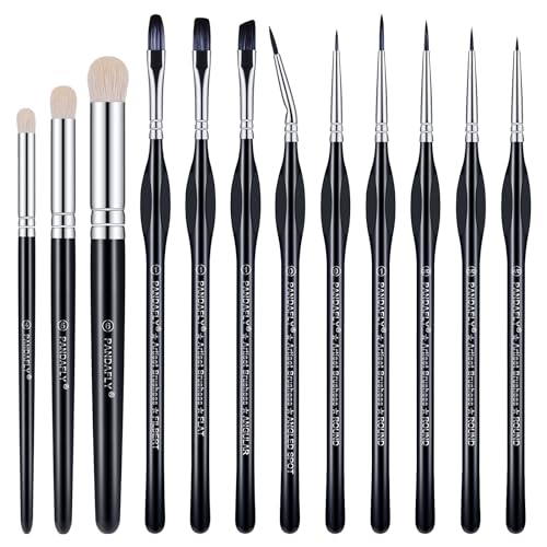 Miniature Paint Brushes Drybrush Set, 12 Sizes | Micro Detail Paint Brush Set, Small Fine Detail Brushes for Acrylic, Watercolors & Paint by Number, Figurine - size: 12 Size