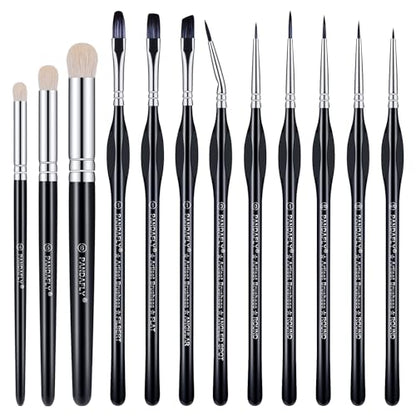 Miniature Paint Brushes Drybrush Set, 12 Sizes | Micro Detail Paint Brush Set, Small Fine Detail Brushes for Acrylic, Watercolors & Paint by Number, Figurine - size: 12 Size