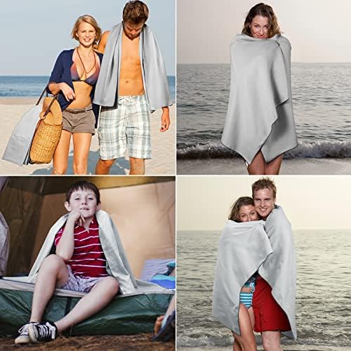 Microfiber Towel for Body, Microfiber Beach Towel, Backpacking Towel,Camping Towels Fast Drying Lightweight,Soft Compact Lightweight Quick Dry Fitness Hiking Yoga Camping Travel Towel - color: Grey