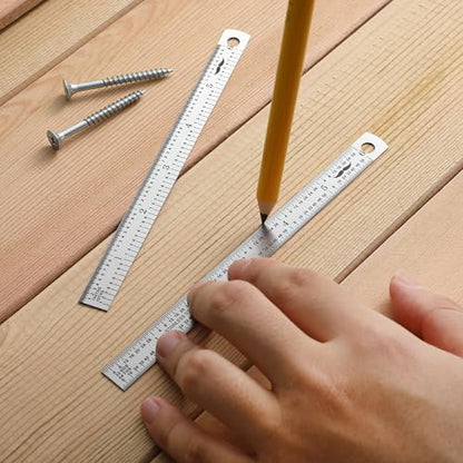 Mr. Pen- Machinist Ruler, 6 Inch, 2 Pack, Stainless Steel Imperial | Precision Measuring Tool, 1/10, 1/100, 1/32, 1/64 Inch Graduation for Engineering, Carpentry, Drafting, Office, School - style: 6 inch, 2 Pack 1/10-1/100 Graduation
