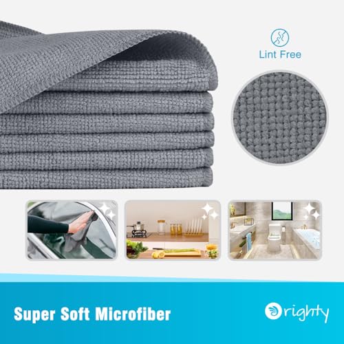 Orighty Microfiber Cleaning Cloth, Cleaning Rags, 12 Pack, 12x11 in, Grey - color: Grey, size: 12 Pack
