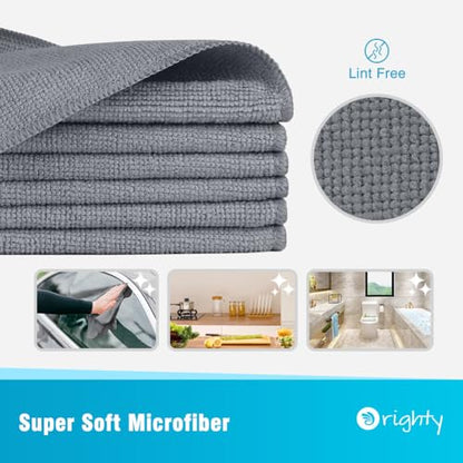 Orighty Microfiber Cleaning Cloth, Cleaning Rags, 12 Pack, 12x11 in, Grey - color: Grey, size: 12 Pack