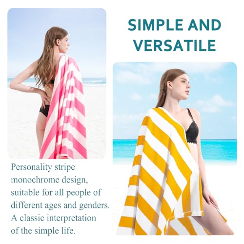 Genovega 6 Packs Stripe Beach Towel Thin Terry Set XL Big Extra Large Oversized Accessories Essentials Soft Super Clearance Pool Swim Camping Travel Bath Towels Bulk Men Women Adults Gift Yellow - color: Yellow, size: 60.00" x 30.00"