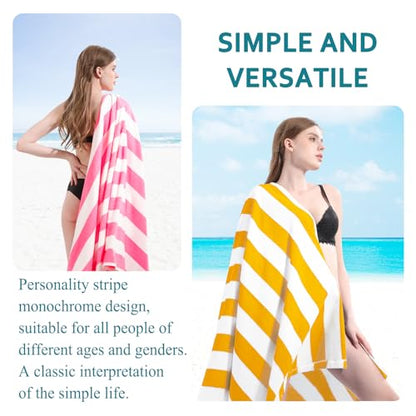 Genovega 6 Packs Stripe Beach Towel Thin Terry Set XL Big Extra Large Oversized Accessories Essentials Soft Super Clearance Pool Swim Camping Travel Bath Towels Bulk Men Women Adults Gift Yellow - color: Yellow, size: 60.00" x 30.00"