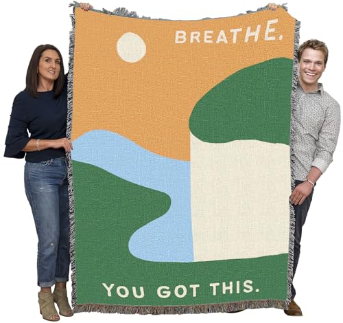 Pure Country Weavers Breathe You Got This Blanket - Gift Tapestry Throw Woven from Cotton - Made in The USA (72x54) - color: Breathe You Got This, size: 72x54