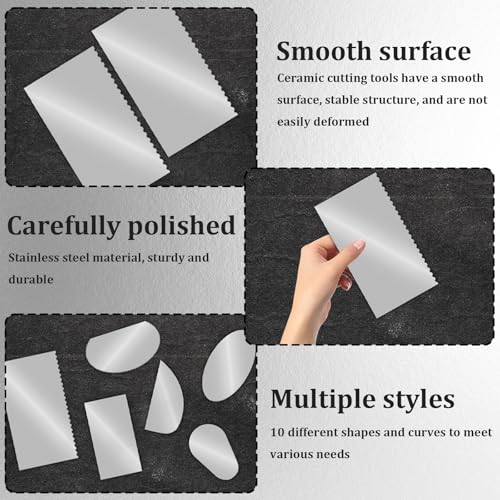 12 PCS Metal Ribs for Pottery, Stainless Steel Clay Scraper Tool Set | 10 Shapes, Serrated and Smooth Ribs, Ceramics Sculpting Tools Kits, For Texturing Artists Sculpture Modeling Potter