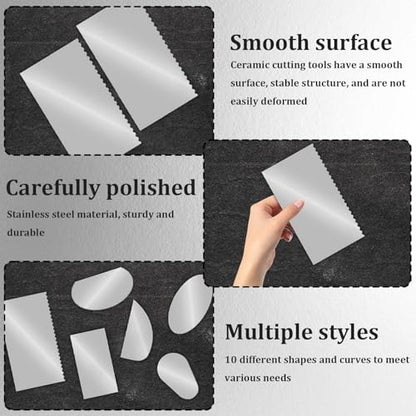 12 PCS Metal Ribs for Pottery, Stainless Steel Clay Scraper Tool Set | 10 Shapes, Serrated and Smooth Ribs, Ceramics Sculpting Tools Kits, For Texturing Artists Sculpture Modeling Potter