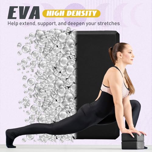 Wettarn 6 Pack Yoga Blocks 9 x 6 x 4 Inch EVA Foam, Lightweight | Non Slip, Yoga Props Accessories for Pilates, Stretching and Meditation - color: Black