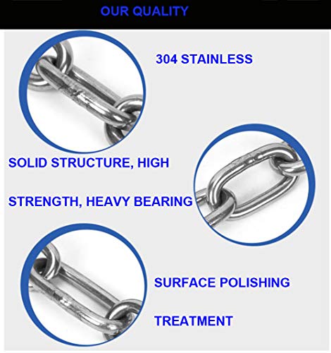 Heavy Duty Stainless Steel Chain 550LB Capacity for Punching Bags Hanging Chair Hammocks Swing Trapeze Yoga - size: 4MM