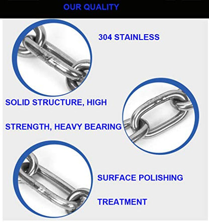 Heavy Duty Stainless Steel Chain 550LB Capacity for Punching Bags Hanging Chair Hammocks Swing Trapeze Yoga - size: 4MM