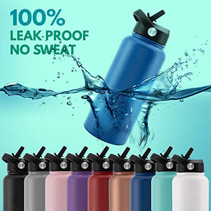 Amazing Items Personalized Water Bottle w/Straw & Lid, 24 oz - Fire Red | Custom Stainless Steel Sports Water Bottle w/Name and Text - Double-Wall, Vacuum Insulated - Rotating Handle - color: Fire Red, size: 24 Ounces