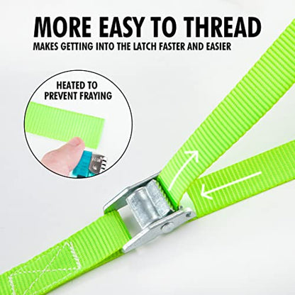 Cartman 1" x 12 ft Lashing Straps, 6 Pack, 600 lb Break Strength, Green - color: Green, size: 6 PK